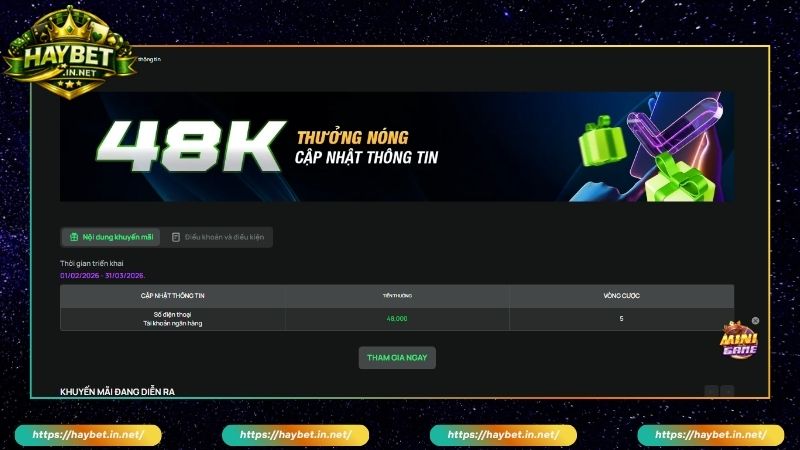 Thưởng Cập Nhật Thông Tin Tại Haybet Nhận Thưởng Ngay 48K - FARON